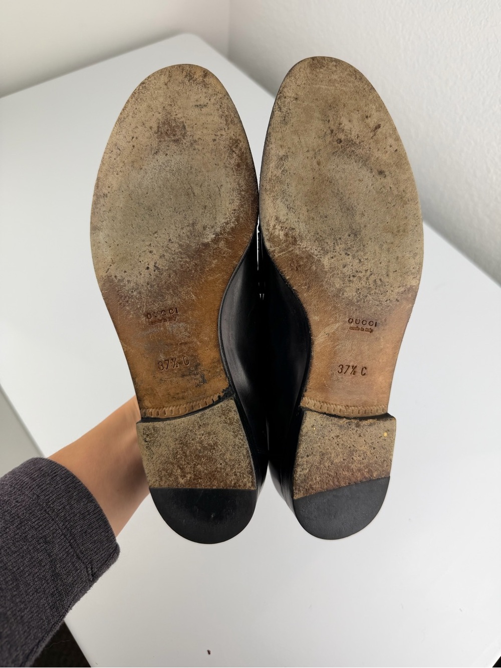 Gucci Black Leather Loafers Black 37.5/7.5 - Picture 9 of 15